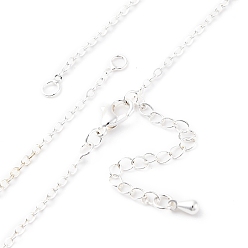 Серебро Латунь кабель цепи ожерелье изготовление, с 304 из нержавеющей стали омара застежками, без свинца и без кадмия, долговечный, стойки покрытие, серебряные, 17.56 дюйм (44.6 см)