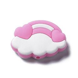 Бледно-Розовый Облачные силиконовые фокусные бусины, розовый жемчуг, 22x29x7.5 мм, отверстие : 2.5 мм