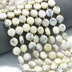 Белый Опал Натуральный белый опал африканские бусы пряди, граненый шестиугольный разрез, плоско-круглые, с бисером, 10~10.5x6 мм, отверстие : 1.1 мм, около 31~32 шт / нитка, 15.35''~15.55'' (39~39.5 см)