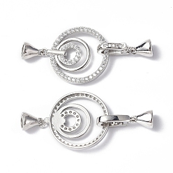 Платина Латунное микропейв, прозрачный кубический цирконий, складные застежки, круглые, платина, застежка : 14.5x2.5x7.5 mm, круглый : 27x22x3 мм, застежка : 8.5x7 mm, внутренний диаметр: 4.5 мм