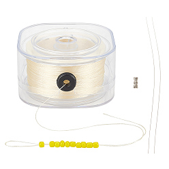 Бежевый Полиэфирные шнуры, с ведущей проволокой и пряжкой, бежевые, 0.2 мм, около 246.06 ярдов (225 м) / рулон