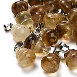 Стеклянный Камень Арбуза Арбуз камень стеклянные подвески, с 201 вывод из нержавеющей стали, Горлянка, 22~23x13 мм, отверстие : 4x7 мм