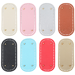 Mixed Color 8Pcs 8 Colors Imitation Leather Bag Bottoms, Oval, for DIY Crochet Bag Making, Golden, Mixed Color, 220x102x10mm, Hole: 4.8mm, 1pc/color