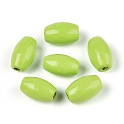 Зелено-Желтый Окрашенные распылением деревянные бусины Schima, рис, зеленый желтый, 9.5~10x6~6.5 мм, отверстие : 1.8~2 мм