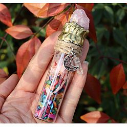 Смешанные камни Натуральные лабрадоритовые дисплеи, для украшения дома, бутылка желаний, 120x25 мм