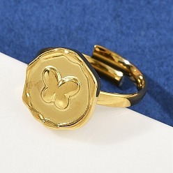 Бабочка Золотые 304 кольца на палец из нержавеющей стали, ионное покрытие (ip), бабочка, 13x12.5 мм