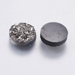 Gray Imitation Druzy Gemstone Resin Cabochons, Flat Round, Gray, 10x3~3.5mm