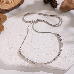 Нержавеющая Сталь Цвет Регулируемые 304 ожерелья-чокеры из нержавеющей стали изогнутой формы с круглым цепочкой-змейкой для женщин, цвет нержавеющей стали, внутренний диаметр: 4.53 дюйм (11.5 см)