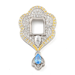 Real Platinum Plated 925 Sterling Silver Micro Pave Clear Cubic Zirconia Sew on Prong Settings, Claw Settings for Pointed Back Rhinestone, Open Back Settings, Flower, Real Platinum Plated, 30x17x5mm, Tray: 7x5mm