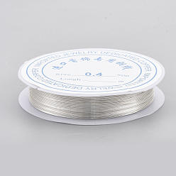 Silver Round Copper Jewelry Wire, Long-Lasting Plated, Silver Color Plated, 24 Gauge, 0.5mm, about 20.34 Feet(6.2m)/roll