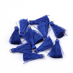 Синий Украшения полиэстер кисточкой, С несварными железными прыжковыми кольцами, золотые, синие, 26 мм, отверстие : 4 мм