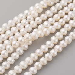 Морская Ракушка Нити из натурального культивированного пресноводного жемчуга, картофель, цвет морской раковины, 6~7x5.5~6 мм, отверстие : 0.5 мм, около 57 шт / нитка, 13.39 дюйм (34 см)