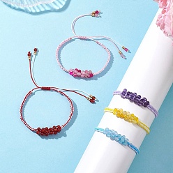 Смешанные камни Браслеты из плетеных бусин из натуральных смешанных драгоценных камней, плетеные браслеты из нейлоновой нити для женщин, внутренний диаметр: 1-7/8~3-1/8 дюйм (4.9 см)
