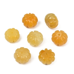 Gold Dyed Natural Myanmar Jade Burmese Jade Carved Beads, Pumpkin, Gold, 11x15mm, Hole: 1.6mm