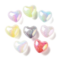 Mixed Color Valentine's Day UV Plating Iridescent Acrylic Beads, AB Color, Heart, Mixed Color, 19.5x21.5x12.5mm, Hole: 2.5mm