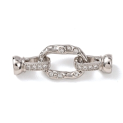 Платина Латунное микропейв, прозрачный кубический цирконий, складные застежки, без кадмия и без свинца, стойки покрытие, долговечный, текстурированный овал, платина, 33 мм, Прямоугольник: 11x16x2.5 мм