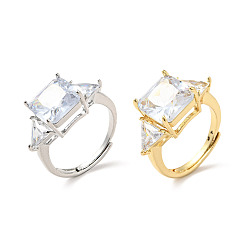 (52) Непрозрачная лаванда Прямоугольное регулируемое кольцо из прозрачного кубического циркония, украшения из латуни для женщин, разноцветные, размер США 5 1/4 (15.9 мм)