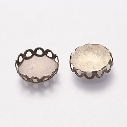 Античная Бронза Латунный кружевной ободок, кабошон настройки, без кадмия и без свинца, плоско-круглые, античная бронза, 12 мм
