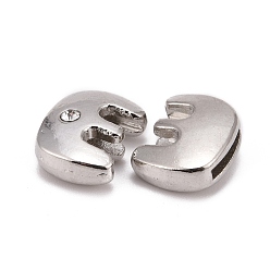 Letter E Подвеска-слайдер алфавит, для создания браслетов , Платиновый сплав кристалл горного хрусталя подвески, без кадмия, без никеля и без свинца, letter.e, 11~13x9~11.5x4~5 мм, отверстие : 7.5~8x1 мм