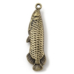 Античная Бронза Сплавочные подвески тибетского стиля, форма рыбы, античная бронза, 59x16x9 мм, отверстие : 3 мм