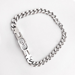 Stainless Steel Color Unisex 304 Stainless Steel Bracelets, Link Bracelets, Crown, Stainless Steel Color, 7.87 inch(20cm)