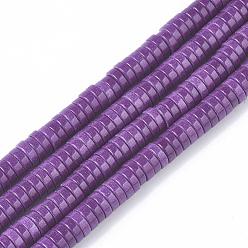 Сине-фиолетовый Природный агат бисер нитей, окрашенные, Heishi бусы, Плоский круглый / диск, синий фиолетовый, 4x1 мм, отверстие : 1 мм, около 250~329 шт / нитка, 15.7 дюйм