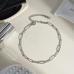 Нержавеющая Сталь Цвет Женские браслеты на ногу из нержавеющей стали с цепочкой-скрепкой, цвет нержавеющей стали, 8-1/2 дюйм (215 мм)