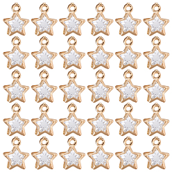 Light Gold 100Pcs Rack Plating Eco-Friendly Iron Charms, Star, with Crystal Rhinestone, Cadmium Free & Nickel Free & Lead Free, Light Gold, 14x11x6mm, Hole: 1.6mm