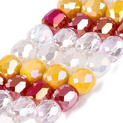 Mixed Color Electroplate Mixed Styles Glass Beads Strands, Column, Faceted, Mixed Color, 8~8.5x8~8.5mm, Hole: 1.2~1.5mm, about 45~48pcs/strand, 14.96~16.14 inch(38~41cm)