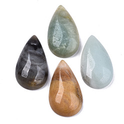 Flower Amazonite Натуральные цветочные кабошоны из амазонита, слеза, 28~29x15~17x6~9 мм