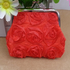 Красный Сумочка трапециевидной формы из полиэстера, с железным каркасом для сумочки и пудрой с блестками, принадлежности для американских кукол, цветочным узором, красные, 70x90 мм