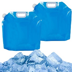 Озёрно--синий Пластиковый уличный мешок для воды, портативная складная сумка для хранения питьевой воды, для кемпинга, Плут синий, 380x410x50 мм, внутренний диаметр: 33 мм, 2 шт