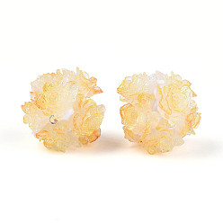 Золотистый Бусины из полимерной глины со стразами и рельефными смоляными розами, для телефонных цепей, кукольные брелоки и украшения для сумок, золотые, 22~26 мм, отверстие : 2~2.5 мм