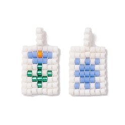 Васильковый Бисер бисерные подвески, прямоугольник с подвеской в виде солнца и цветов, васильковый, 18~19x10x1.7 мм, отверстие : 4.5 мм, 2 шт / комплект