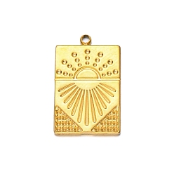 Rectangle Шкентели нержавеющей стали, реальный 18 k позолоченный, прямоугольник с солнцем, 21x13 мм