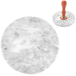 Light Grey Marble Wax Seal Mats, for Sealing Wax Stamp, Flat Round, Light Grey, 8.5~10.5cm, Box: 10.5x10.5x1.5cm