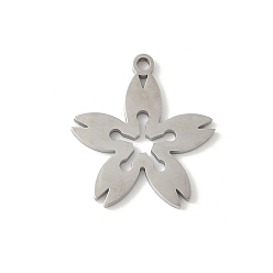 Нержавеющая Сталь Цвет 304 подвески из нержавеющей стали, цветочный шарм, лазерная резка, анти-тускнение, цвет нержавеющей стали, 20x18x1 мм, отверстие : 1.5 мм