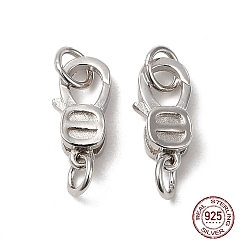 Platinum Anti-Tarnish Rhodium Plated 925 Sterling Silver Lobster Claw Clasps, Platinum, 11x5x3mm