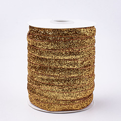 Dark Goldenrod Glitter Sparkle Ribbon, Polyester & Nylon Ribbon, Dark Goldenrod, 3/8 inch(9.5~10mm), about 50yards/roll(45.72m/roll)