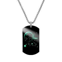 Sagittarius Non-Tarnish Stainless Steel Constellation Tag Pendant Necklace with Box Chains, Sagittarius, 23.62 inch(60cm)