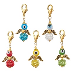 (52) Непрозрачная лаванда Ангел стеклянные бусины кулон украшения, Застежки-когти из сплава омара, подвески для украшений сумок, разноцветные, 48 мм