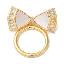 Настоящее золото 18K Латунные застежки-молнии из прозрачного кубического циркония, без кадмия, без никеля и без свинца, с оболочкой, бантом, реальный 18 k позолоченный, 24 мм, бант : 21x11x3 мм, Отверстие: 1.2 мм; Кольцо: 17x15x2 мм, отверстие : 1 мм