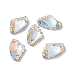 Light Crystal AB Форма топора пришивается стразами, k 5 стеклянный страз, 2-отверстие ссылка, плоская спинка с покрытием, швейные украшения, свет кристалл AB, 9x14x4.3 мм, отверстие : 1 мм