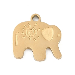 Настоящее золото 18K 304 прелести нержавеющей стали, очарование слона, ионное покрытие (ip), реальный 18 k позолоченный, 15x15x1.5 мм, отверстие : 1.8 мм