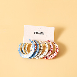 (52) Непрозрачная лаванда Акриловые серьги-кольца, кольцо с узором, золотые, разноцветные, 45 мм, 3 пар / набор