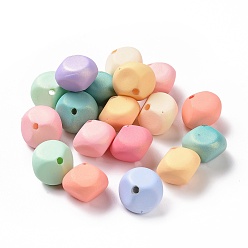 Mixed Color Rubberized Style Acrylic Flower Beads, with Glitter Powder, Bicone, Mixed Color, 15x13mm, Hole: 2mm, about 362pcs/500g