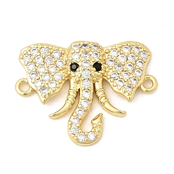 Настоящее золото 18K Латунные микропаве из прозрачного и черного кубического циркония в виде слона, соединительные подвески., долговечный, без кадмия и без свинца, стойки покрытие, реальный 18 k позолоченный, 15.5x21x3 мм, отверстия : 1.2 mm и 0.8x1 мм