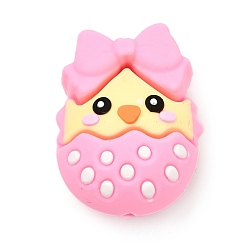 Цыпленок Пищевые экологически чистые силиконовые фокусные шарики, розовые, цыпленок, 30x23x20 мм, отверстие : 2 мм