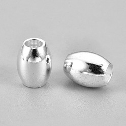 Серебро 201 из нержавеющей стали бусы, баррель, серебряные, 10x8 мм, отверстие : 4 мм