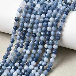 Природный Драгоценный Камень Натуральные синие опаловые бусы, граненые, круглые, 4~4.5 мм, отверстие : 0.8 мм, около 94~104 шт / нитка, 15.35''~15.55'' (39~39.5 см)